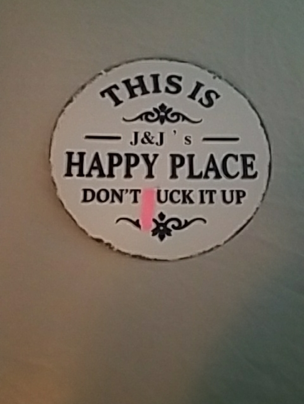 Decorative Round White Metal Sign